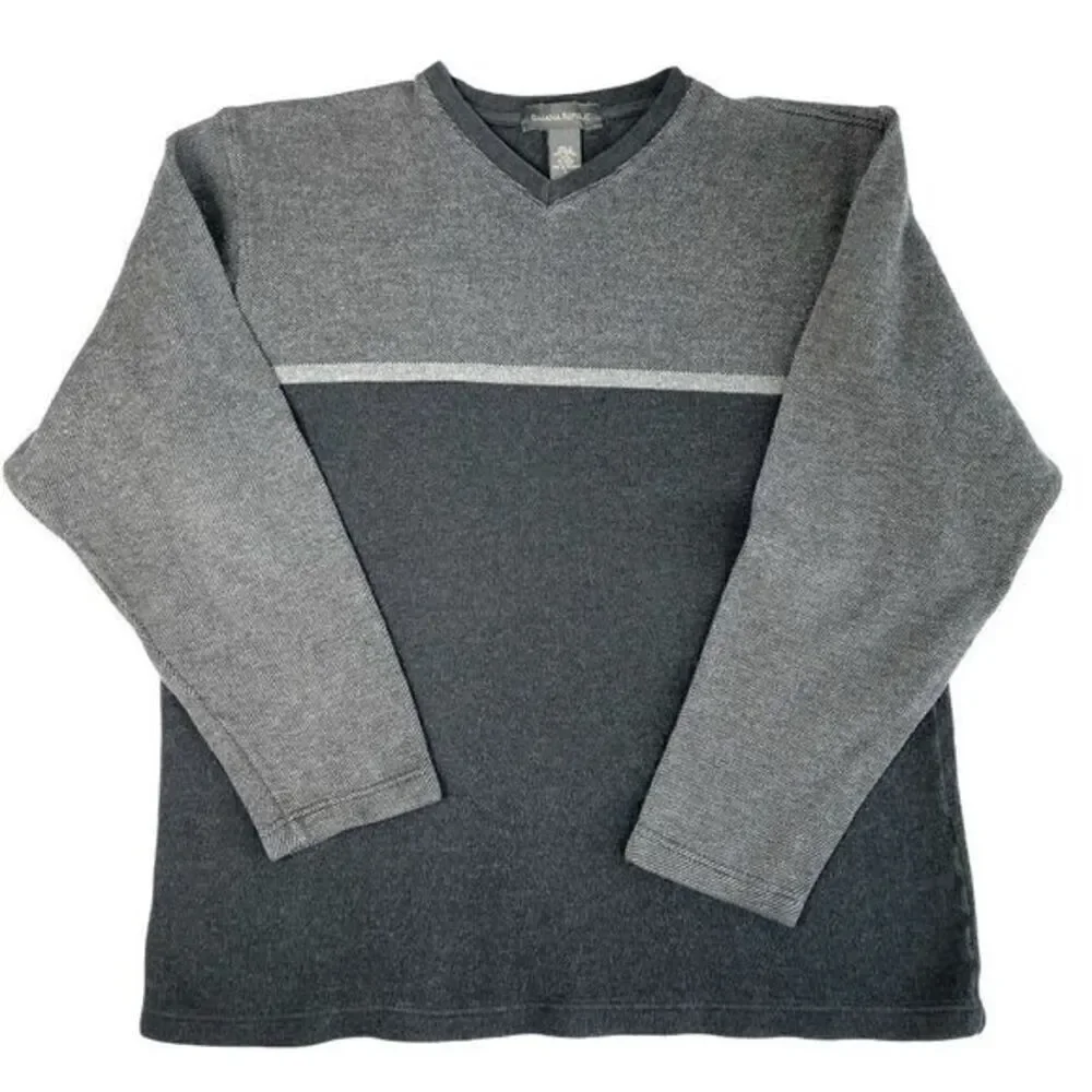 Banana Republic Gray Color-block Knit Sweater Men’s Size Large